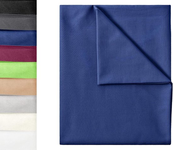 klassieke linnen lakens van 100% katoen, bedlakens zonder elastiek, in vele formaten en kleuren, 180 x 275 cm, marineblauw