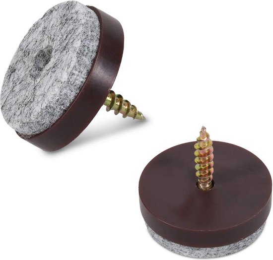 Adsamm Adsamm® | 4 x viltglijders, 24 mm, bruin, rond, 5,5 mm dikke, zelfklevende meubelglijders in premium kwaliteit