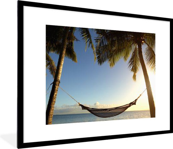 Fotolijst incl. Poster - Palmbomen - Hangmat - Lucht - 80x60 cm - Posterlijst