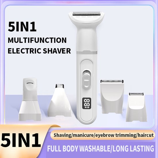 5-in-1 multifunctioneel scheerapparaat - Ontharingsapparaat - Elektrische tondeuse- Trimmer voor huisdieren- Epilator - Draagbare - Oplaadbaar - Bikinilijn - Ladyshaves voor vrouwen- Nagelslijper - Voor mannen, vrouwen, en ook voor uw huisdier