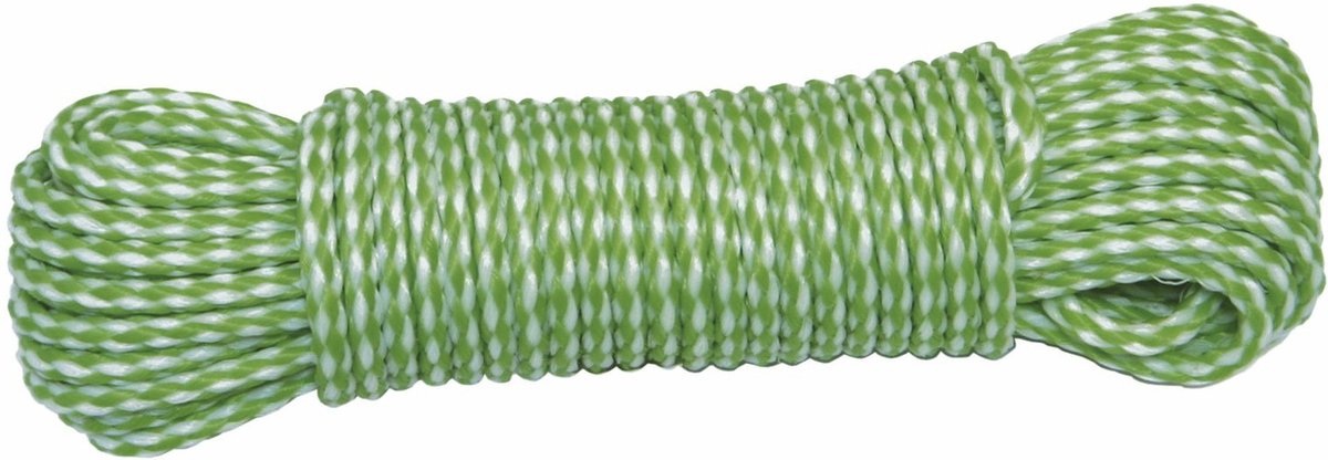 AMIG Paracord touw - 20 meter - D4mm - 100kg - PP/PE - lichtgroen/wit