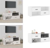 vidaXL Tv-meubel 100x35x40 cm bewerkt hout wit - Tv-meubel - Tv-meubels - Tv-standaard - Tv Unit