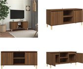 vidaXL Tv-meubel met houten poten 103-5x35x50 cm bruineikenkleurig - Tv-meubel - Tv-meubelen - Tv-kast - Televisiemeubel
