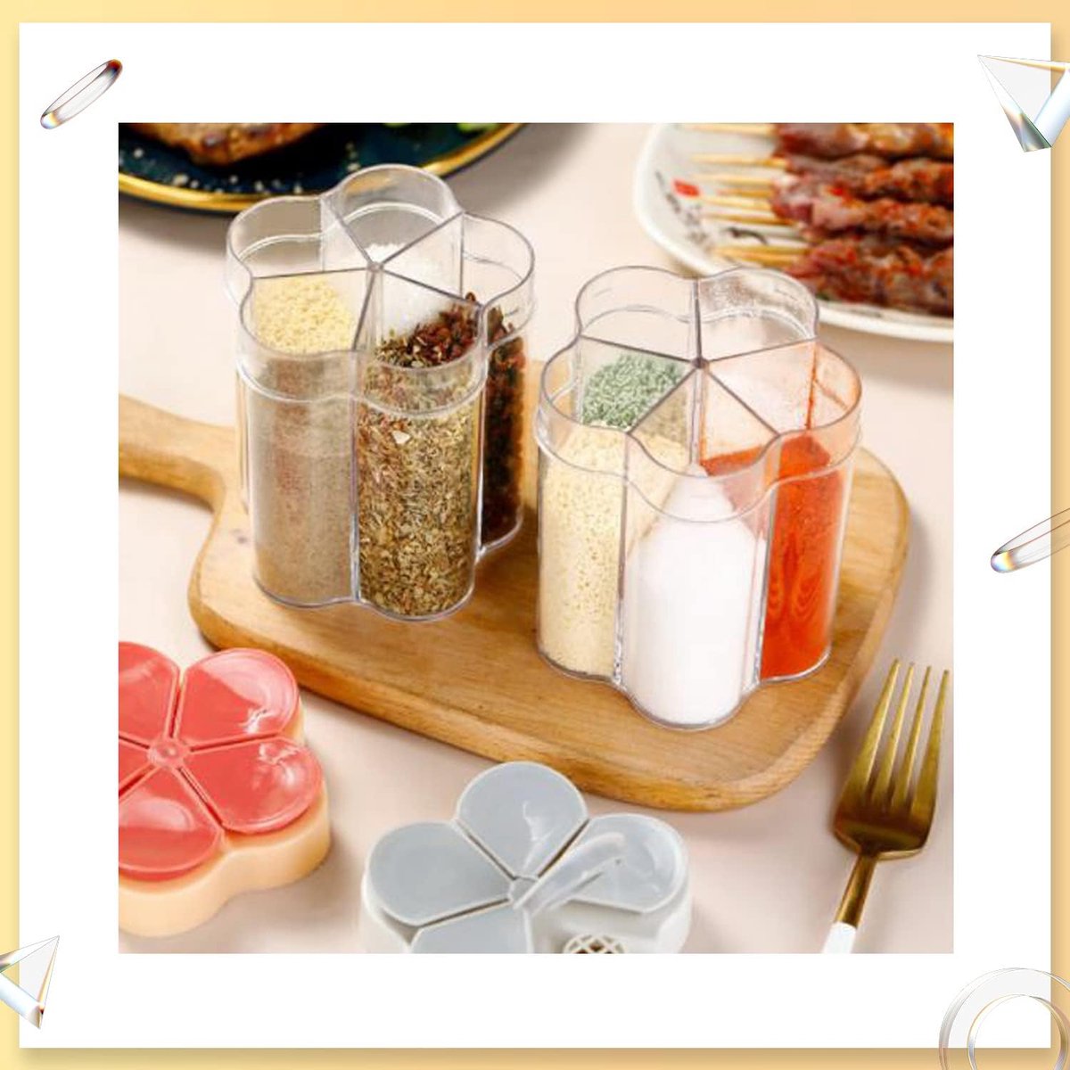Kruidenstrooier 5-in-1 voor camping, keuken, 2-delige set mini