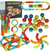 Playos® - Magnetische Staafjes - 76 delig - met LED Verlichting - Constructiespeelgoed - STEM Speelgoed - Montessori Speelgoed - Magnetische Bouwblokken - Constructie Speelgoed - Educatief Speelgoed