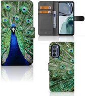 Wallet Book Case Geschikt voor Motorola Moto G62 5G GSM Hoesje Pauw