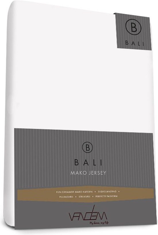 Bali - Van Dem - Mako Jersey - Splittopper Hoeslaken - 160 x 220 cm - wit
