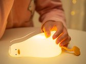 Veilleuse - canard couché - lumière blanc chaud - rechargeable - 3 réglages - lampe enfant - lampe de nuit - support téléphone - lampe LED - silicone - lampe de table - éclairage - chambre d'enfant