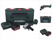 Metabo W 18 L BL 9-125 accu haakse slijper 18 V 125 mm borstelloos + 1x oplaadbare accu 5,5 Ah + lader + metaBOX
