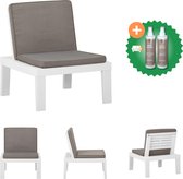 vidaXL Loungestoel met kussen kunststof wit Tuinstoel Inclusief Onderhoudsset