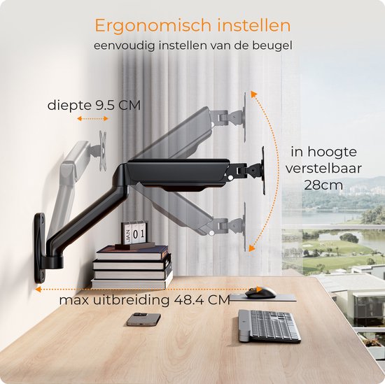 Douxe® WM1 - Monitor arm - Muurbeugel voor 17-32 Inch - Bol