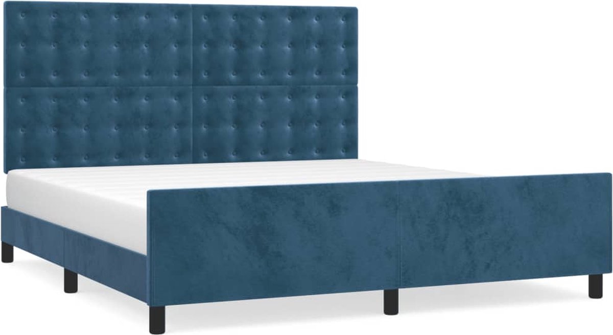 vidaXL - Bedframe - zonder - matras - 160x200 - cm - fluweel - donkerblauw