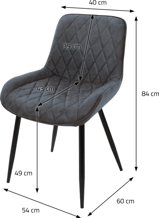 ML-Design Set van 6 Eetkamerstoelen Eetkamerstoel met rugleuning en armleuningen, antraciet, PU kunstlederen zitting, metalen poten, keukenstoelen woonkamerstoelen gestoffeerde stoel