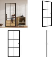 vidaXL Binnendeur 93x201-5 cm ESG-glas en aluminium zwart - Binnendeur - Binnendeuren - Deur - Glazen Deur