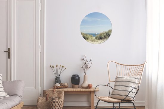 Dunes avec la mer du Nord en arrière-plan Cercle mural aluminium ⌀ 30 cm / Mer et plage - impression photo sur cercle mural / cercle vivant / cercle de jardin (décoration murale)