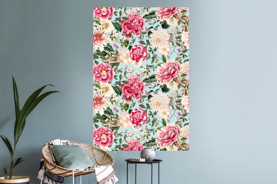 Stickers muraux - Fleurs - Couleurs - Motifs - 80x120 cm - Film Adhésif