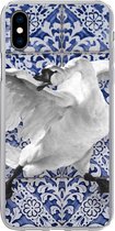 Geschikt voor iPhone Xs Max hoesje - Zwaan - Kunst - Delfts blauw - Schilderij - Oude meesters - Siliconen Telefoonhoesje