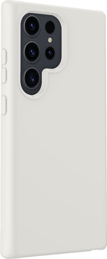 Witte siliconen telefoonhoes met een uitsparing voor de camera's.