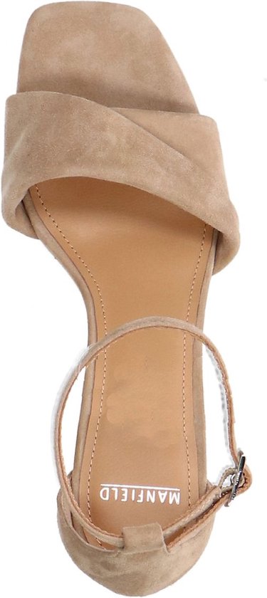 Manfield - Femme - Sandales à talons en daim beige - Taille 38