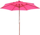 Parasol Florida, tuinparasol marktparasol, Ø 3m polyester/hout ~ roze