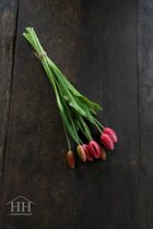 Tulpen - in knop - fel roze | beauty - 44cm - 7 stelen - kunst tulpen - tulpenboeket - nep tulpen - tulp