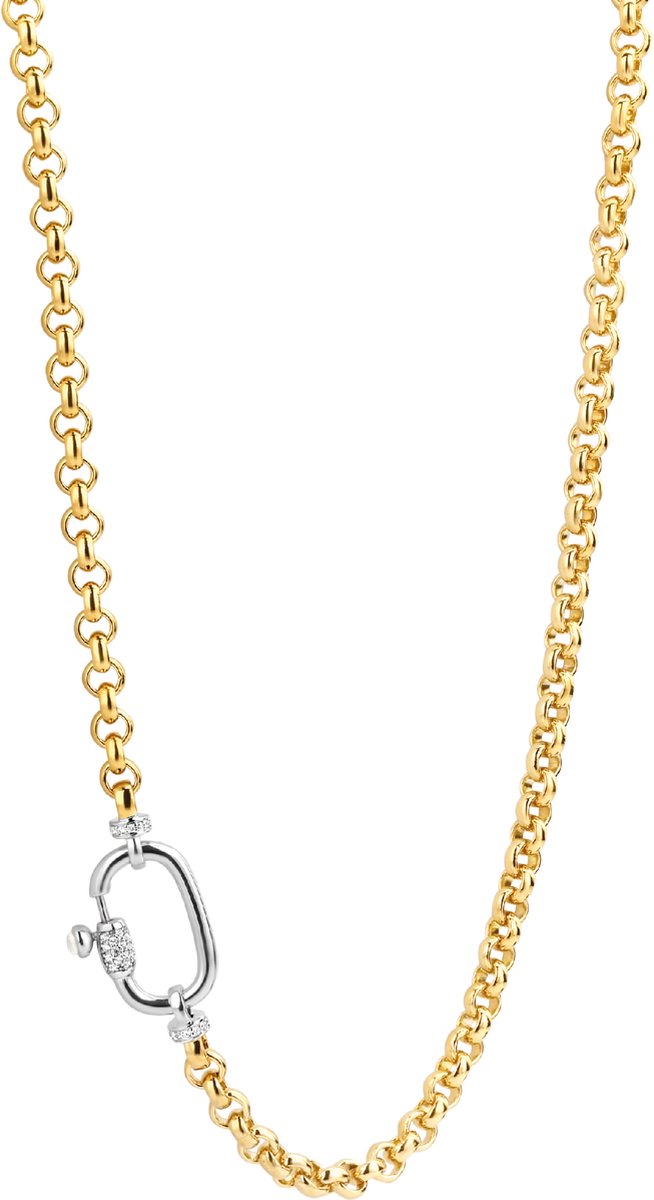 TI SENTO Dames Ketting - 925 zilver - Zirkonia met geel verguld - Maat 48 - 3958ZY