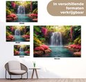 Une affiche d'une cascade tropicale, présentée en différentes tailles : 120x80 cm, 90x60 cm, 60x40 cm et 180x120 cm.