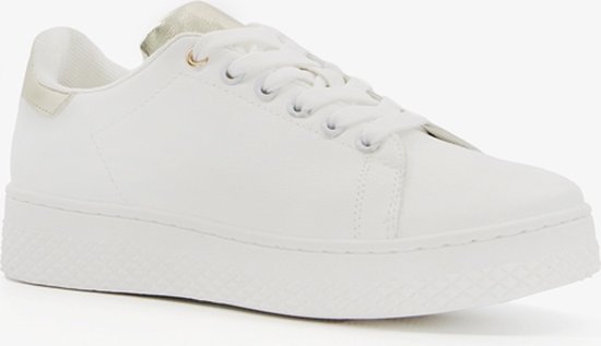 Blue Box dames sneakers wit met metallic goud - Maat 42 - Uitneembare zool