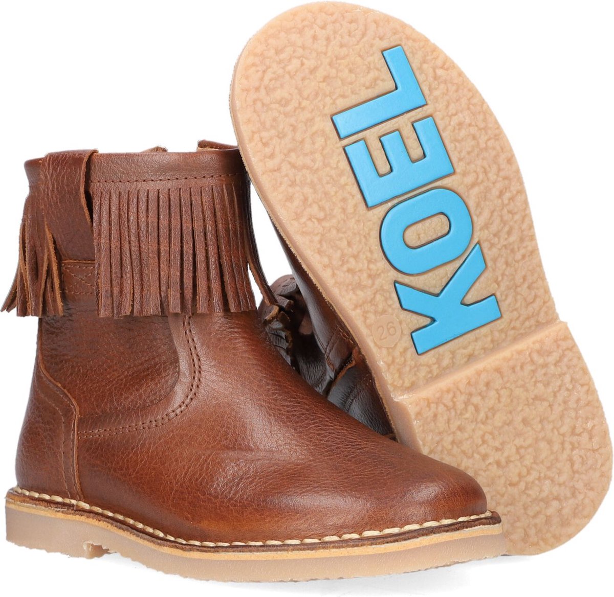 Koel4kids 02m003 Enkellaarsjes - Enkelboots met rits - Meisjes - Cognac - Maat 25
