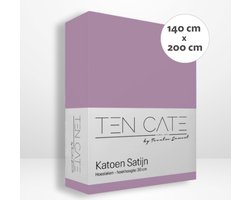 Ten Cate Hoeslaken - Hoeslaken 140 x 200 - Katoensatijn - Hoeslakens - Geschikt voor boxspring en matras - Hoekhoogte 35cm - Elastiek Rondom - Strijkvrij - Paars