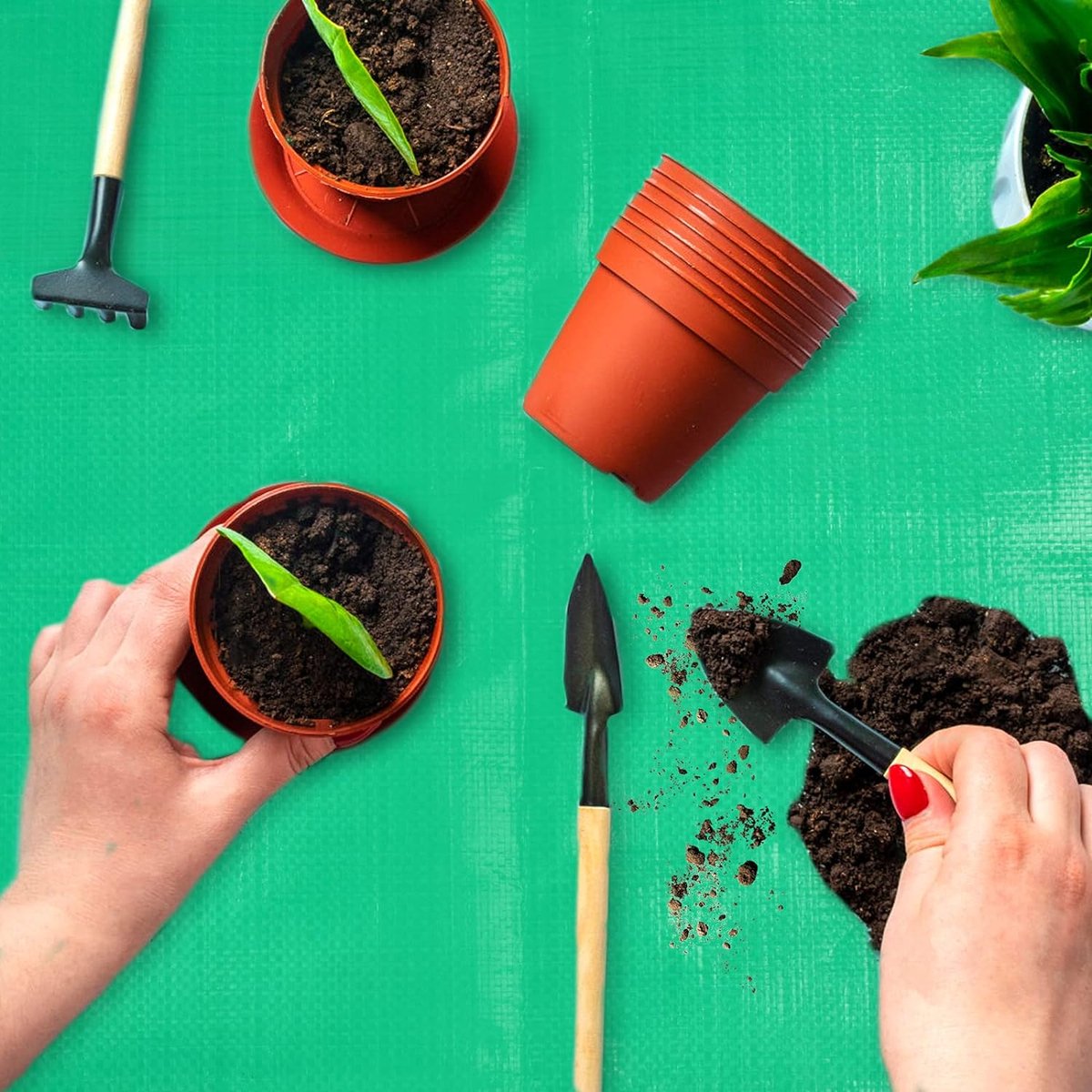 oasis de verdure, Onderhoudsvriendelijke verpotmat, plantenmat, tuinmat, waterdicht, plantenonderlegger, plantenmat, tuinwerkonderlegger, opvouwbaar voor verpot
