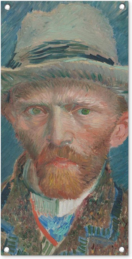 Tuinposter Zelfportret 1887 - Schilderij van Vincent van Gogh - 40x80 cm - Wanddecoratie Buiten - Tuinposter - Tuindoek - Schuttingposter - Tuinschilderij