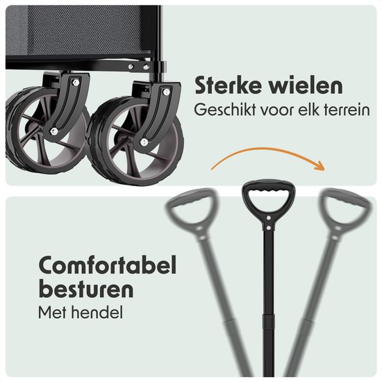 LifeGoods Bolderkar - XL - Opvouwbaar - 200L - 100KG Draagkracht - Grijs van LifeGoods — afbeelding 4