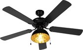 Ventilateur de plafond avec lampe QAZQA Magna - 1 lumière - Ø 1300 mm - Noir