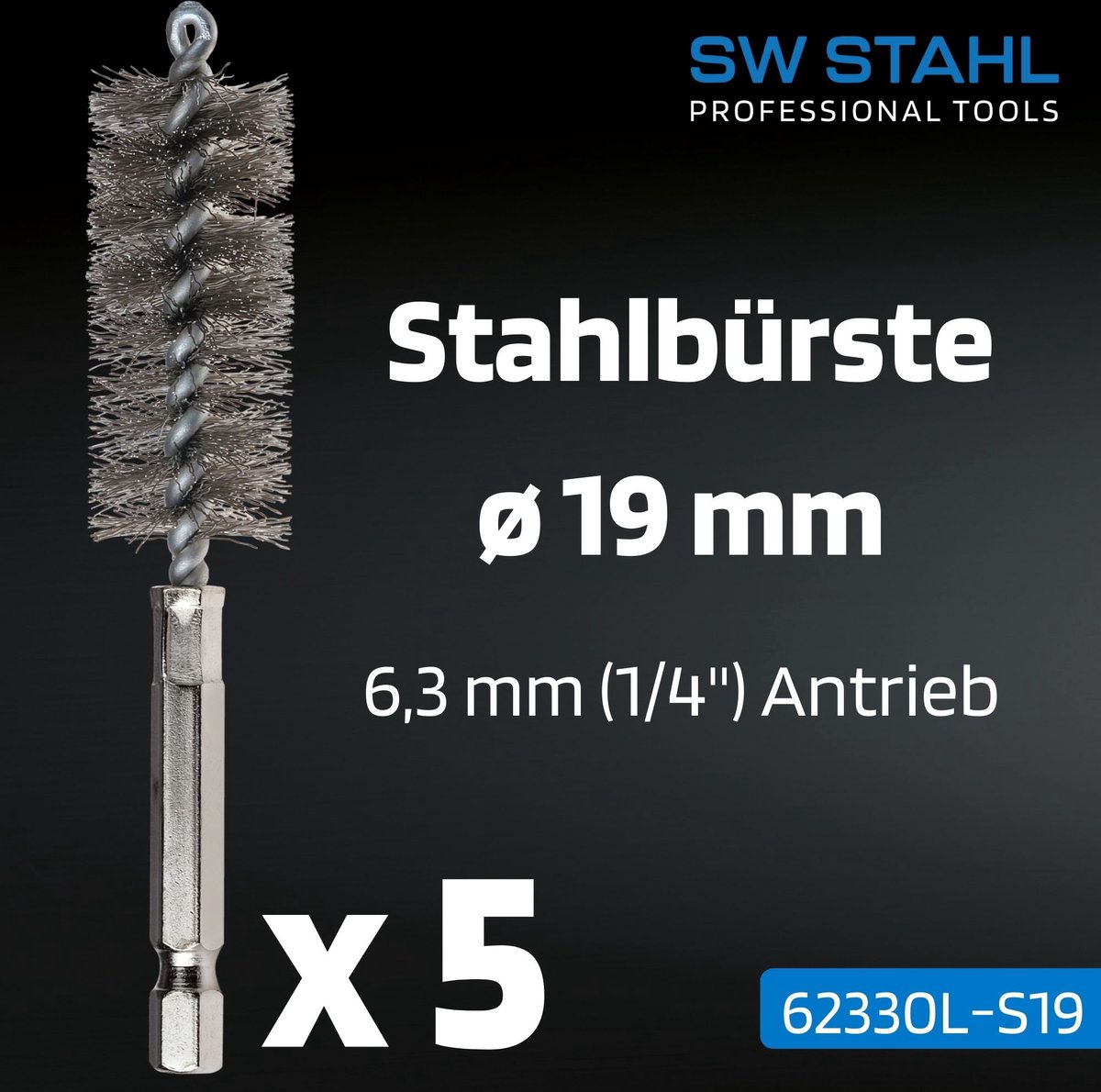 SW-Stahl 62330L-S19 staalborstels, ø 19 mm 5 stuks
