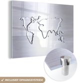 MuchoWow® Glasschilderij 120x80 cm - Schilderij acrylglas - Wereldkaart van druppels - Foto op glas - Schilderijen