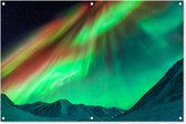 Tuinposter - Tuindoek - Tuinposters buiten - Noorderlicht - Alaska - Oranje - Groen - 120x80 cm - Tuin