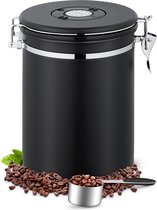 Koffieblik van roestvrij staal, 2,8 liter, koffieblikjes, koffiehouder van roestvrij staal met CO2-ventiel, koffieblik, voorraaddoos met datumweergave voor koffiepoeder, thee, noten, cacao