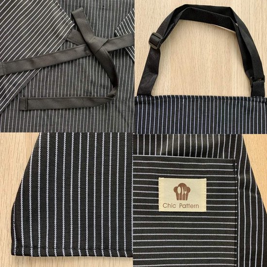 Chef-schort, 2 stuks kookschorten met 2 zakken, waterdicht voor familie, keuken, restaurant, bakken, zwart, Zwart, 66W*77L