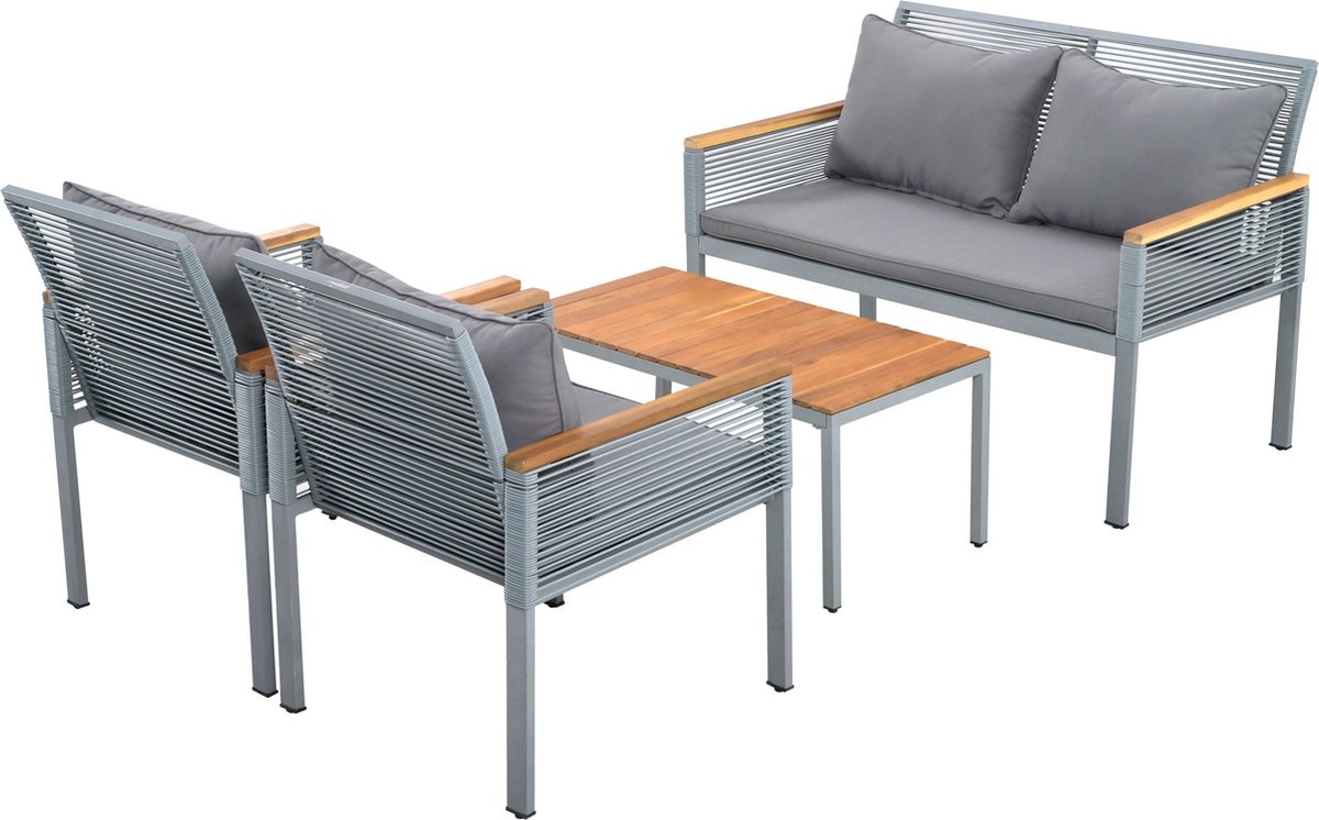 Merax Tuin Loungeset - Lounge Tuinset voor Buiten - Rotan Tuinmeubel Set - Grijs