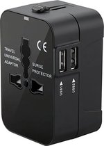 DrPhon TravelFuse – Universele Reisadapter – Met Twee USB Poorten – Universele Plug – Internationale Plug - Zwart