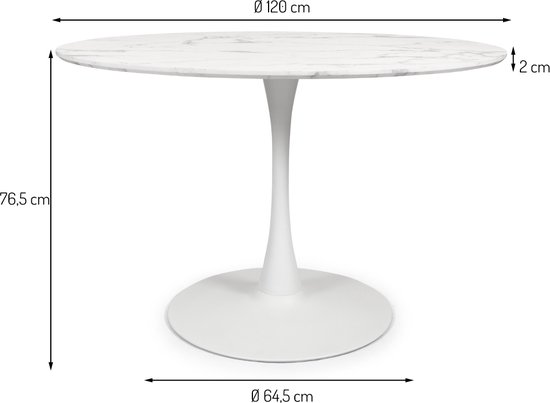 Milton & Oldbrook Table à manger Ø 120 cm Marbre de Prague Wit