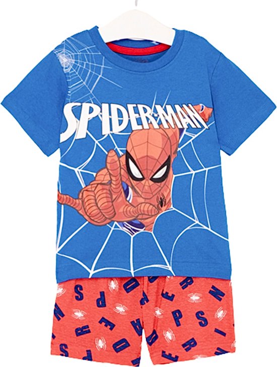 Marvel Spiderman Pyjama - Shortama - Blauw - Maat 92