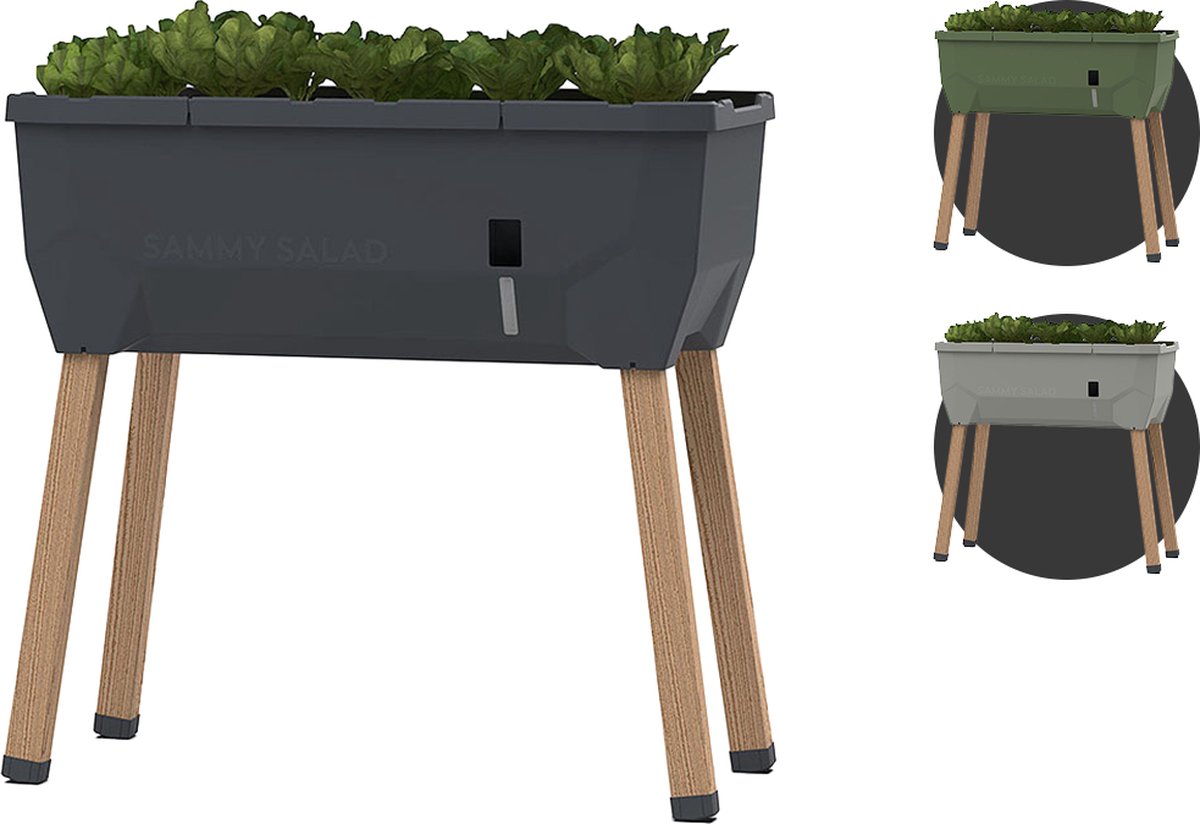 Gusta Garden - Sammy Salad - Slimme kruidenpot met 15 L watertank - Kweekbak - Plantenbak - Antraciet