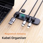 Kabel Organiser Zwart - 4 kabels - Magnetisch Ontwerp Kabel houder- Kabel Clips - Siliconen - kabel organisator - Bureau organizer - Kabelhaspel - Desktop Netjes Management - Zelfklevend - Kabel management