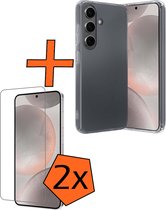 Hoesje Geschikt voor Samsung S24 Hoesje Siliconen Cover Case Met 2x Screenprotector - Hoes Geschikt voor Samsung Galaxy S24 Hoes Back Case - Transparant.