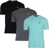3-Pack Donnay T-shirt (599008) - Sportshirt - Heren - Black/Charcoal-marl/Aruba blue (564) - maat XXL