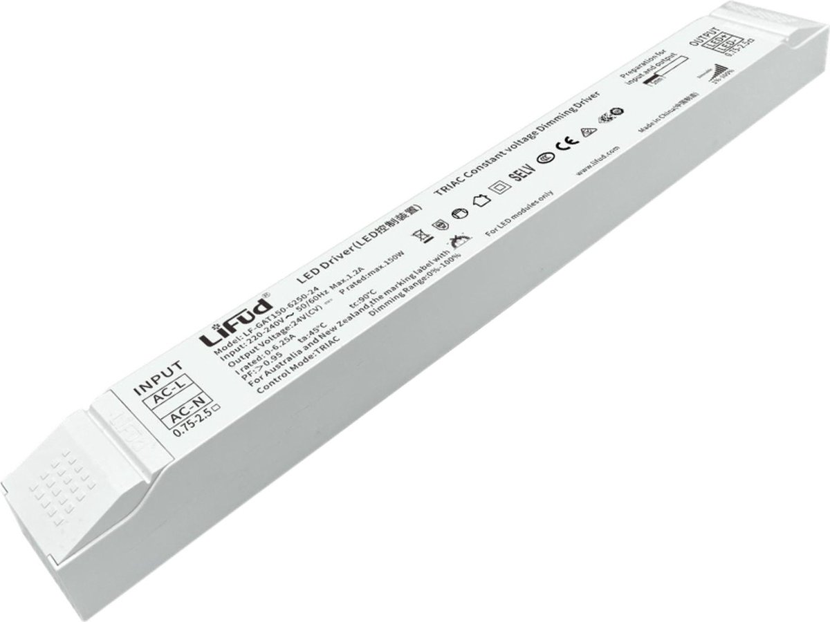 Driver Lifud LF-GAT150-6250-24 Triac 24V 150W IP20 NoFlicker