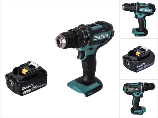 Makita DHP 482 M1 accu klopboormachine 18 V 62 Nm + 1x oplaadbare accu 4.0 Ah - zonder oplader