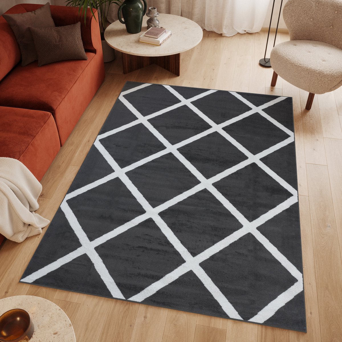 Tapiso Luxury Vloerkleed Grijs Donker Woonkamer Modern Tapijten Maat- 250x350